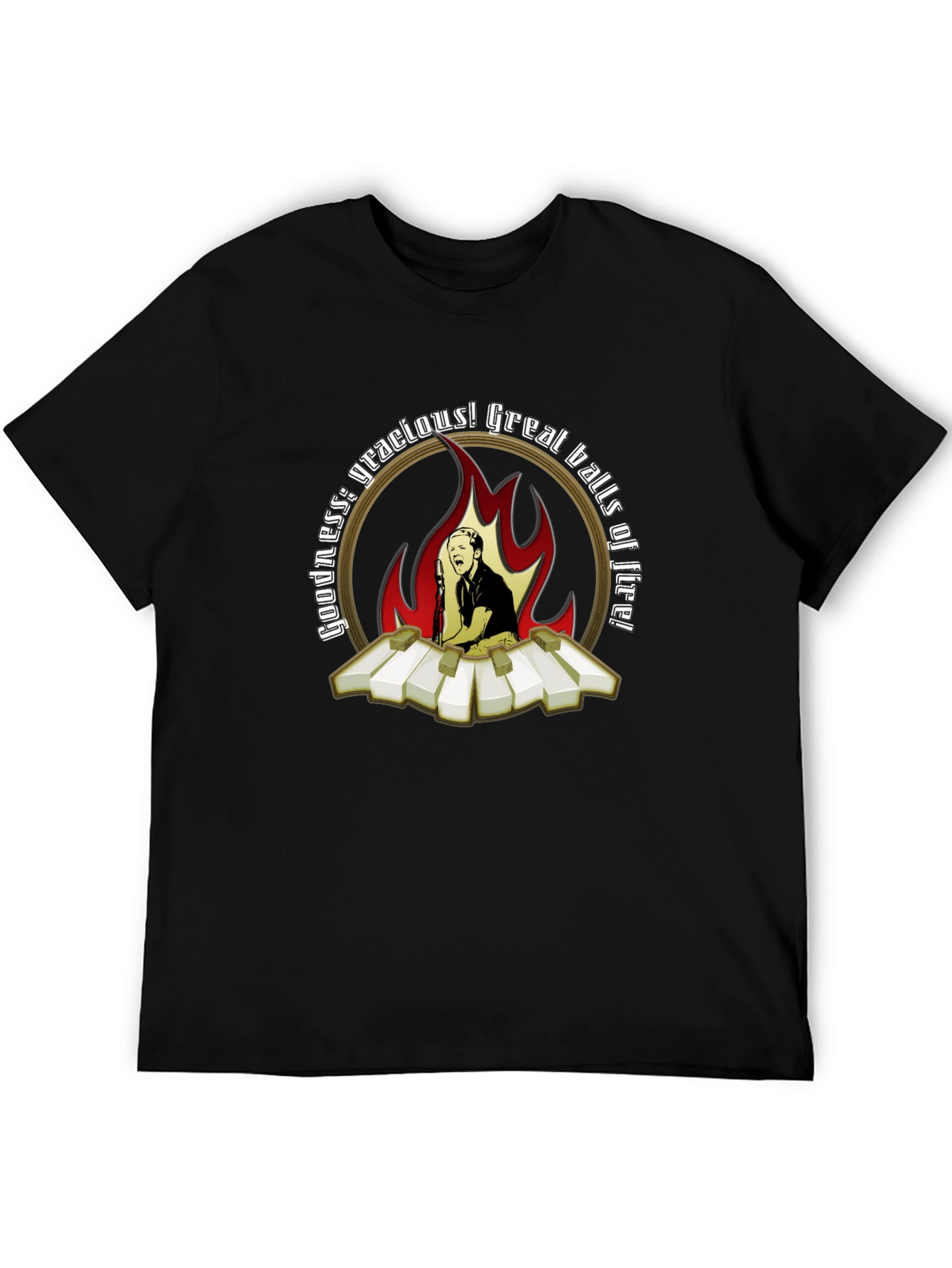 Camiseta Negra con Diseño de Jerry Lee Lewis