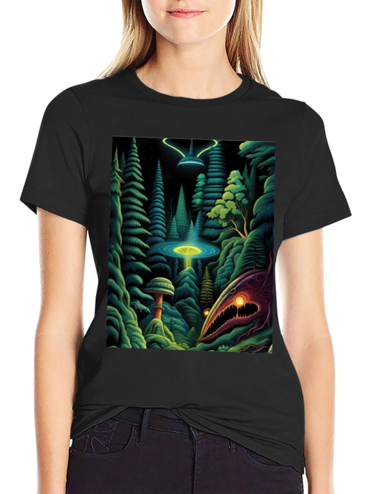 Camiseta Negra con Estampado Extraterrestre