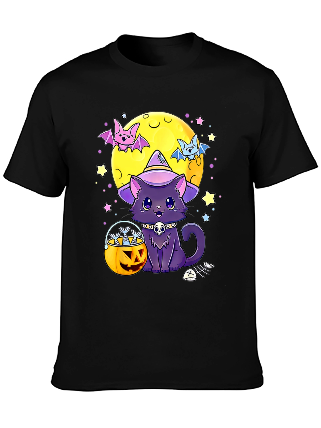 Camiseta Halloween Gato Bruja Calabaza