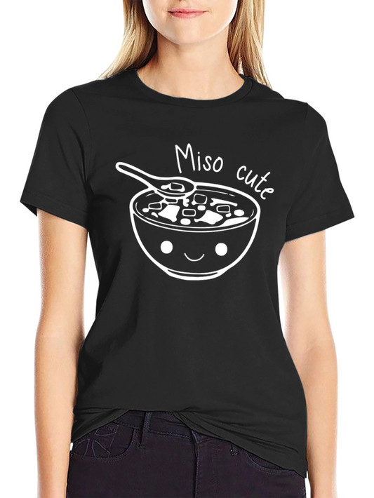 Camiseta Negra con Diseño Miso Cute para Hombre