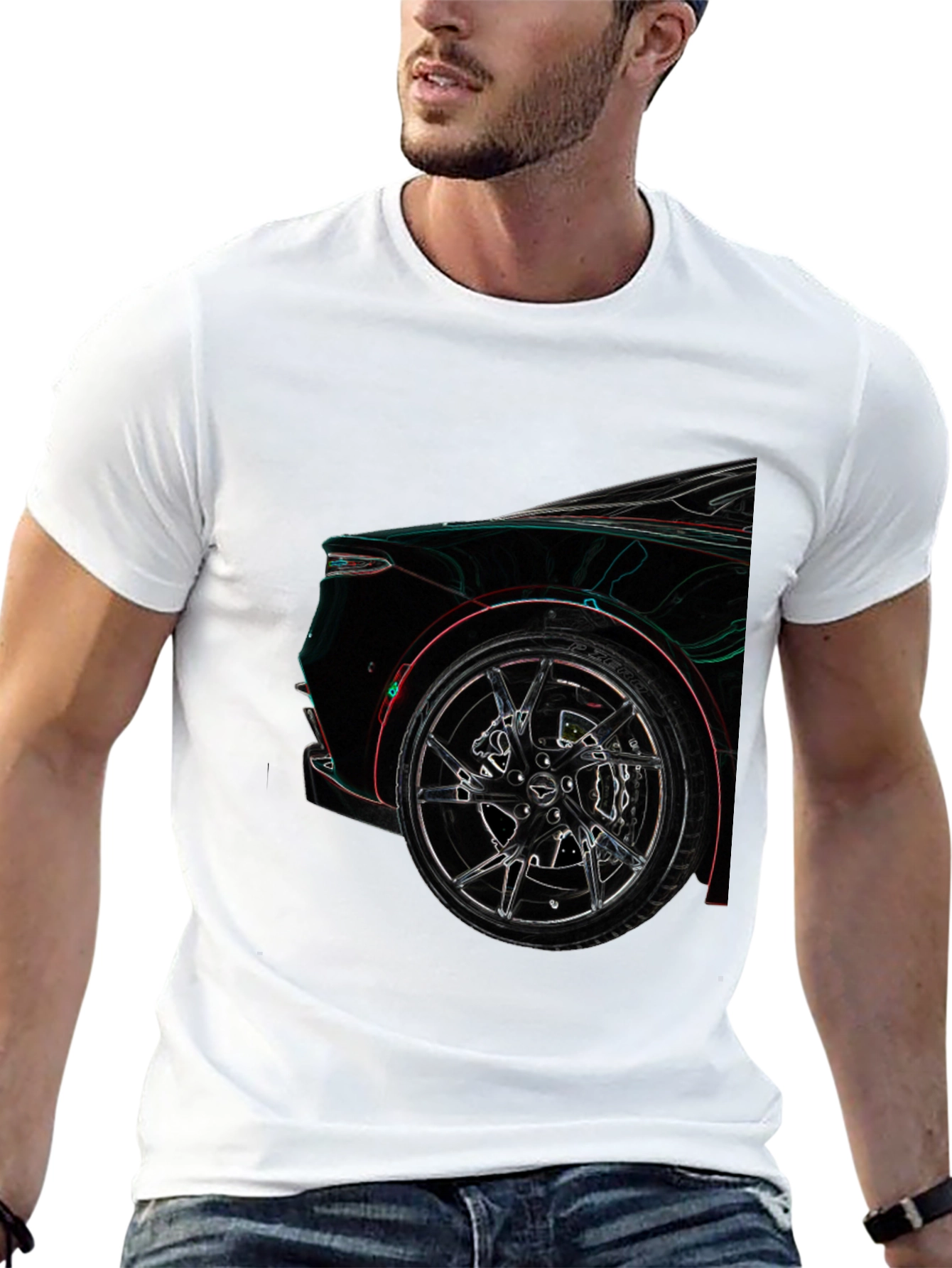 Camiseta Negra con Diseño de Coche Deportivo