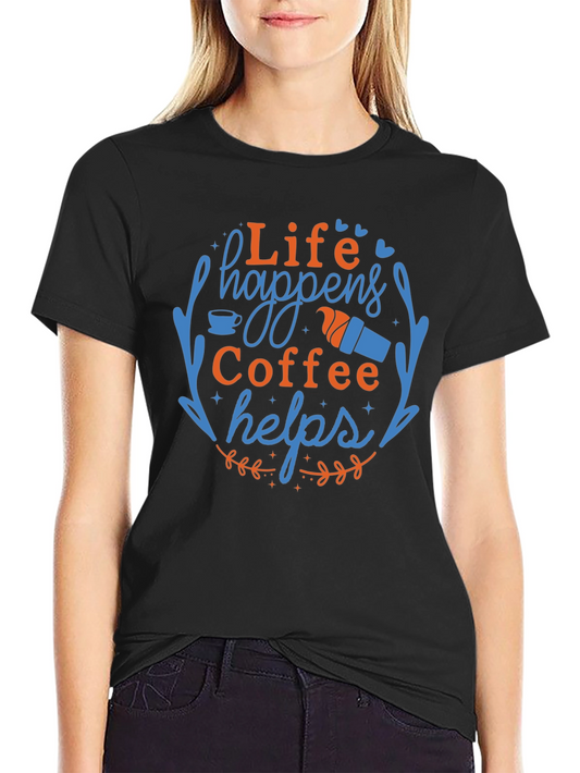 Camiseta Negra con Diseño de Café