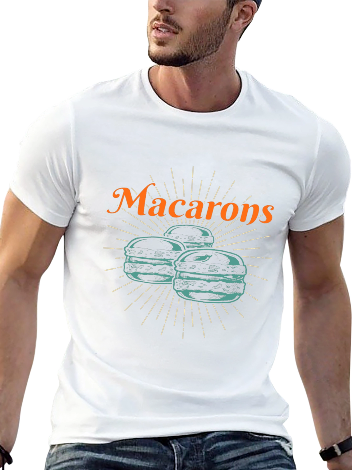Camiseta Negra Macarons Diseño Original