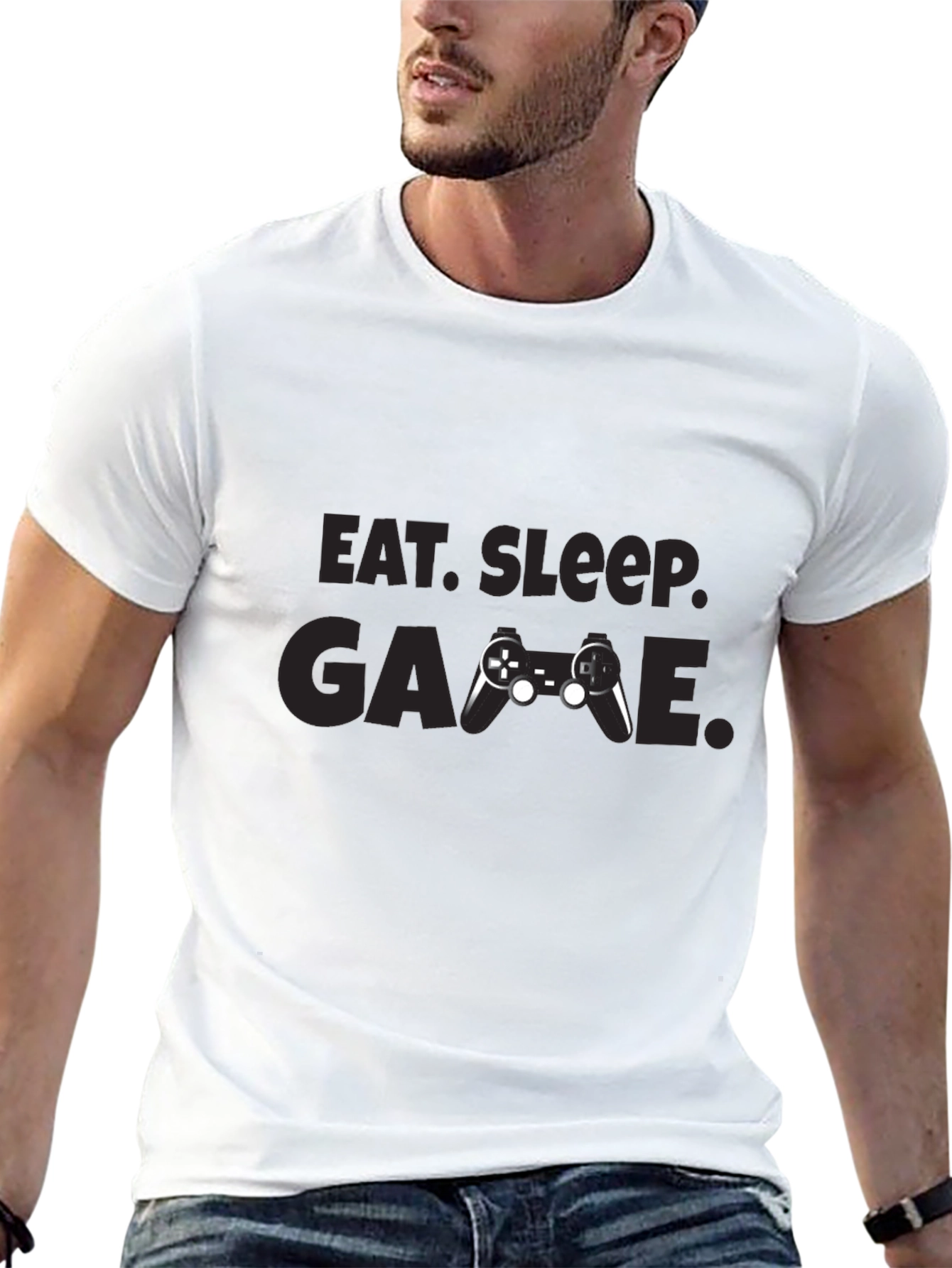 Camiseta Negra Eat Sleep Game Gamer