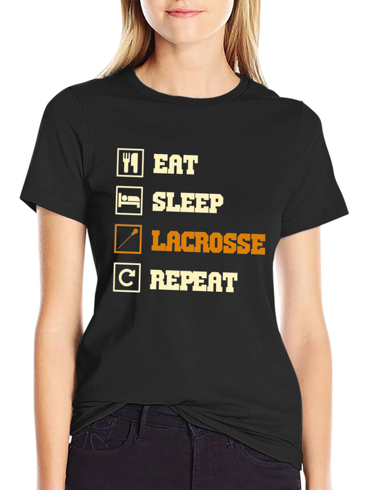 Camiseta Negra Lacrosse: Come Duerme Lacrosse Repite