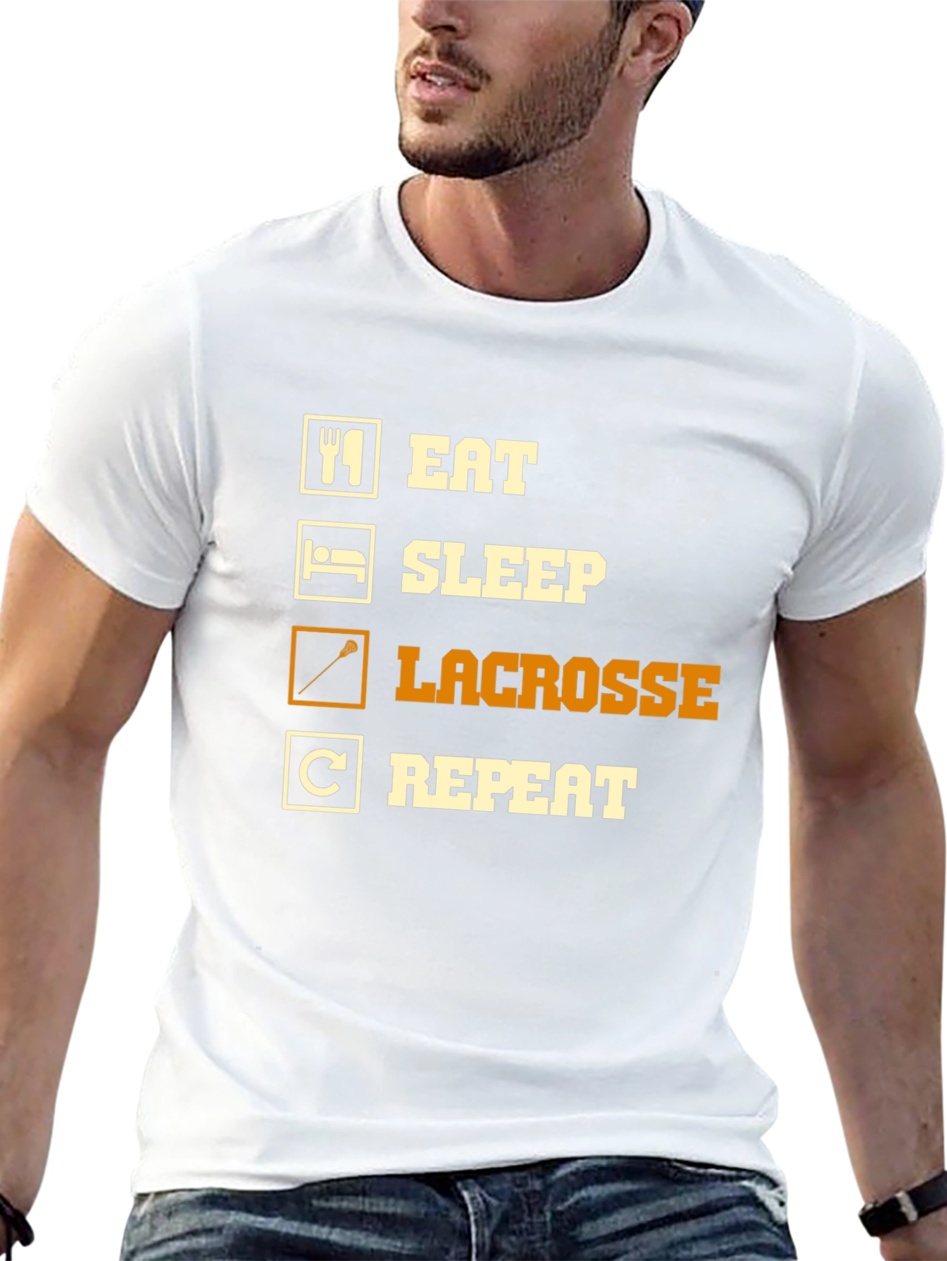 Camiseta Negra Lacrosse: Come Duerme Lacrosse Repite