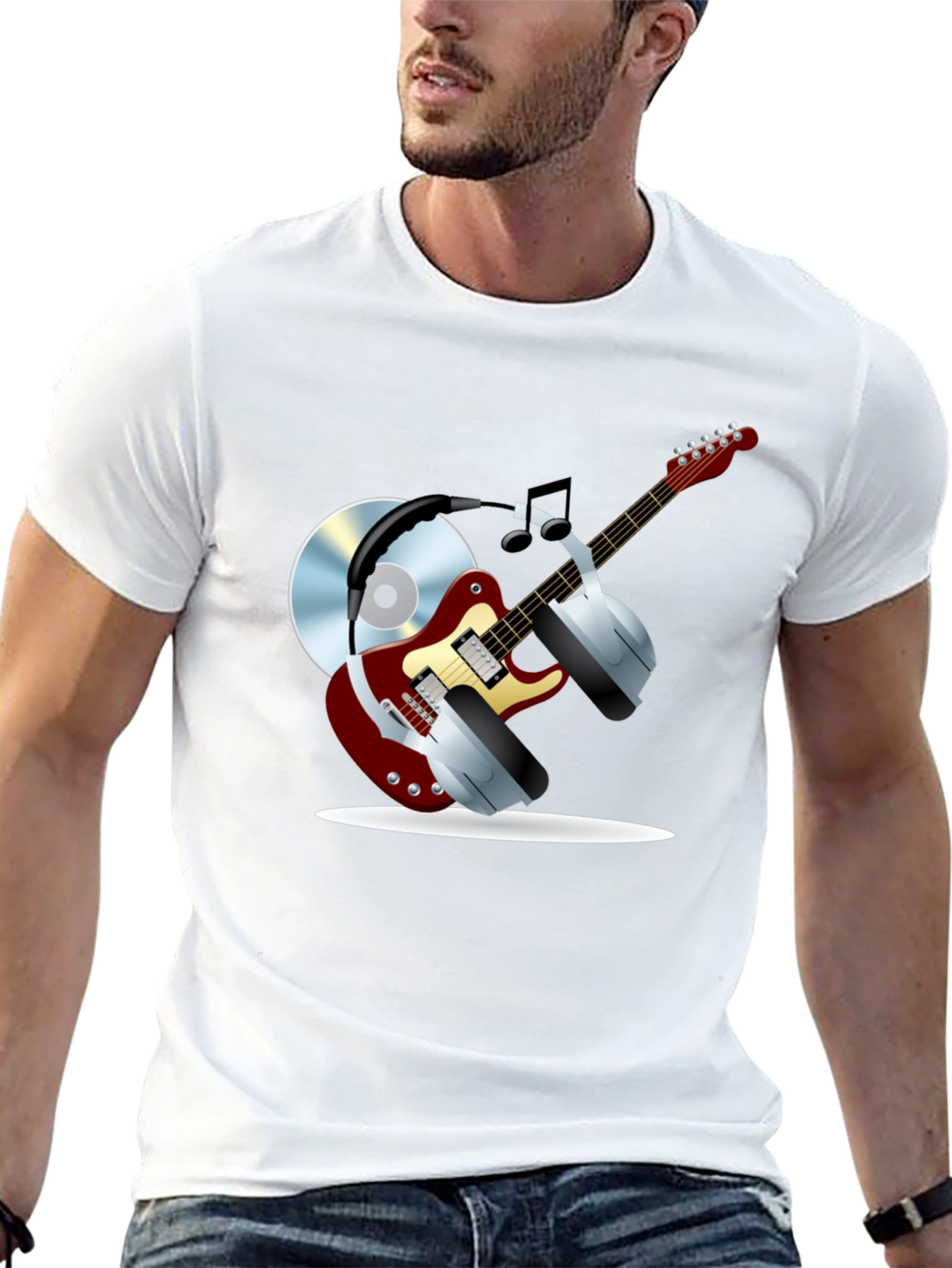 Camiseta Negra con Diseño Musical