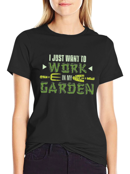 Camiseta Negra Jardinería Trabajar en mi Jardín