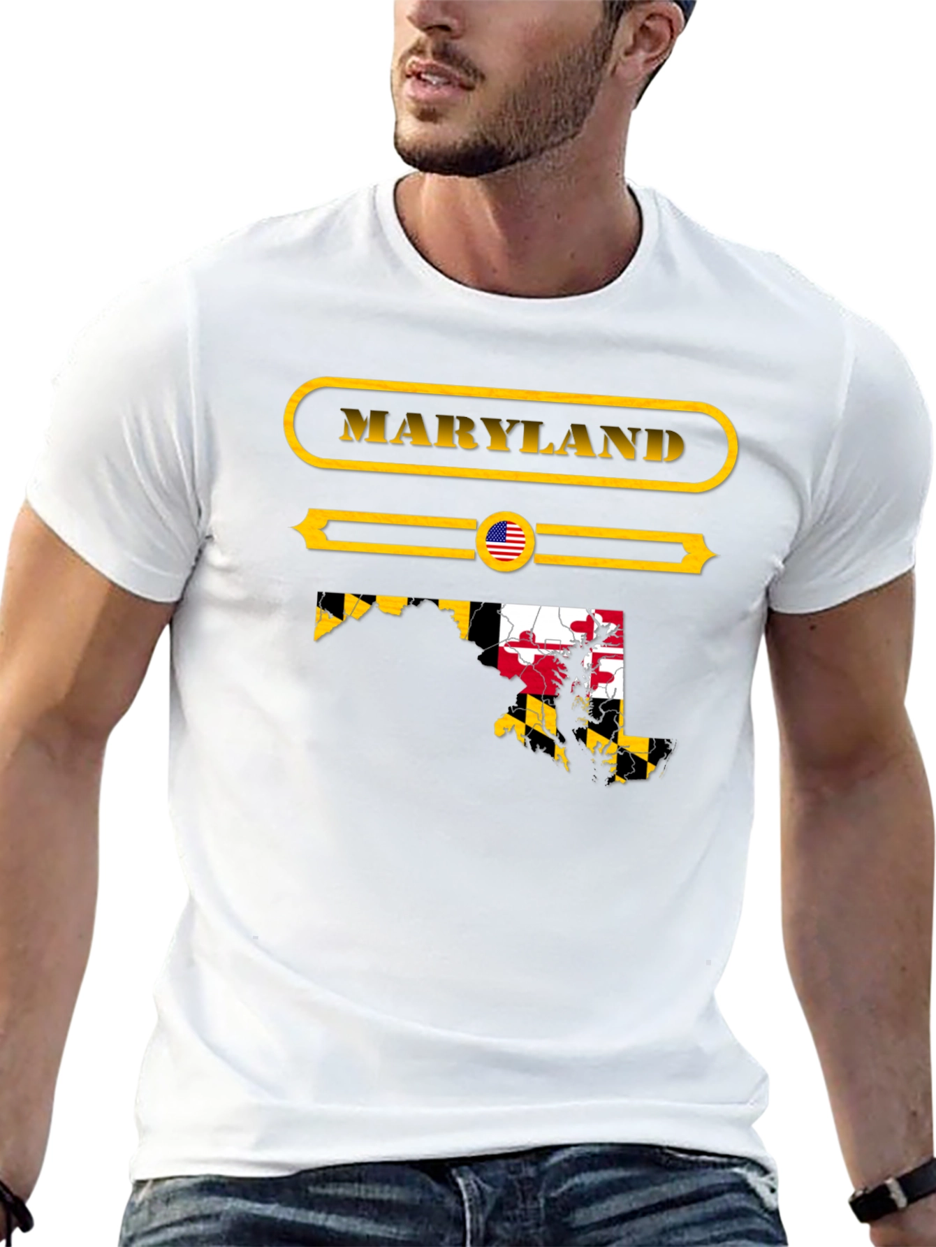 Camiseta Negra Maryland USA Diseño Gráfico