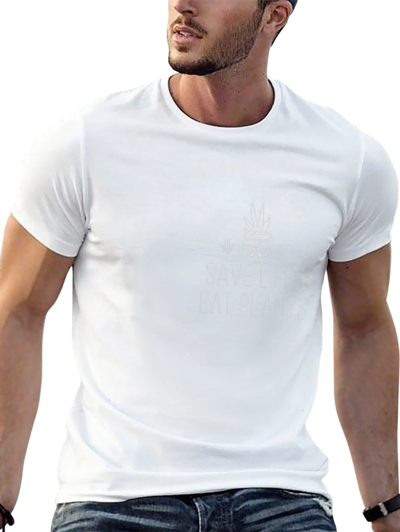 Camiseta Negra Vegan Save Lives Eat Plants