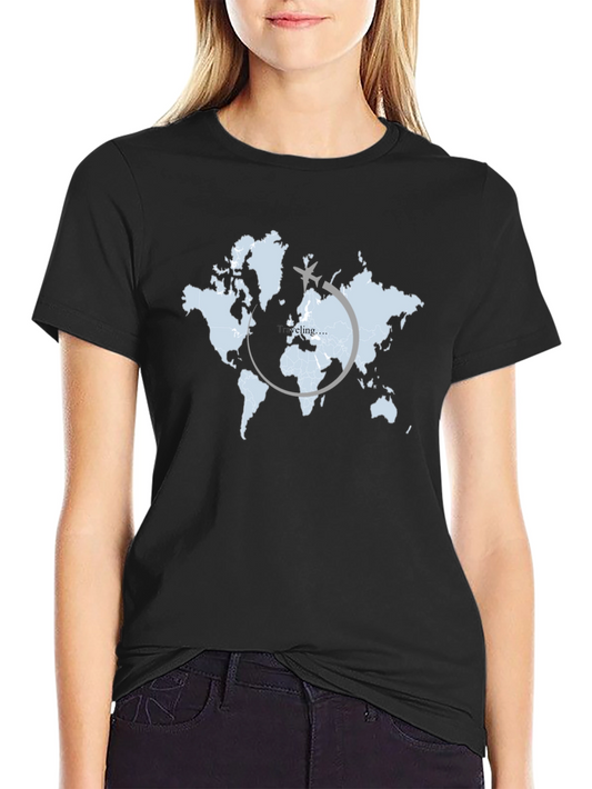 Camiseta Negra Mapa Mundi Traveling