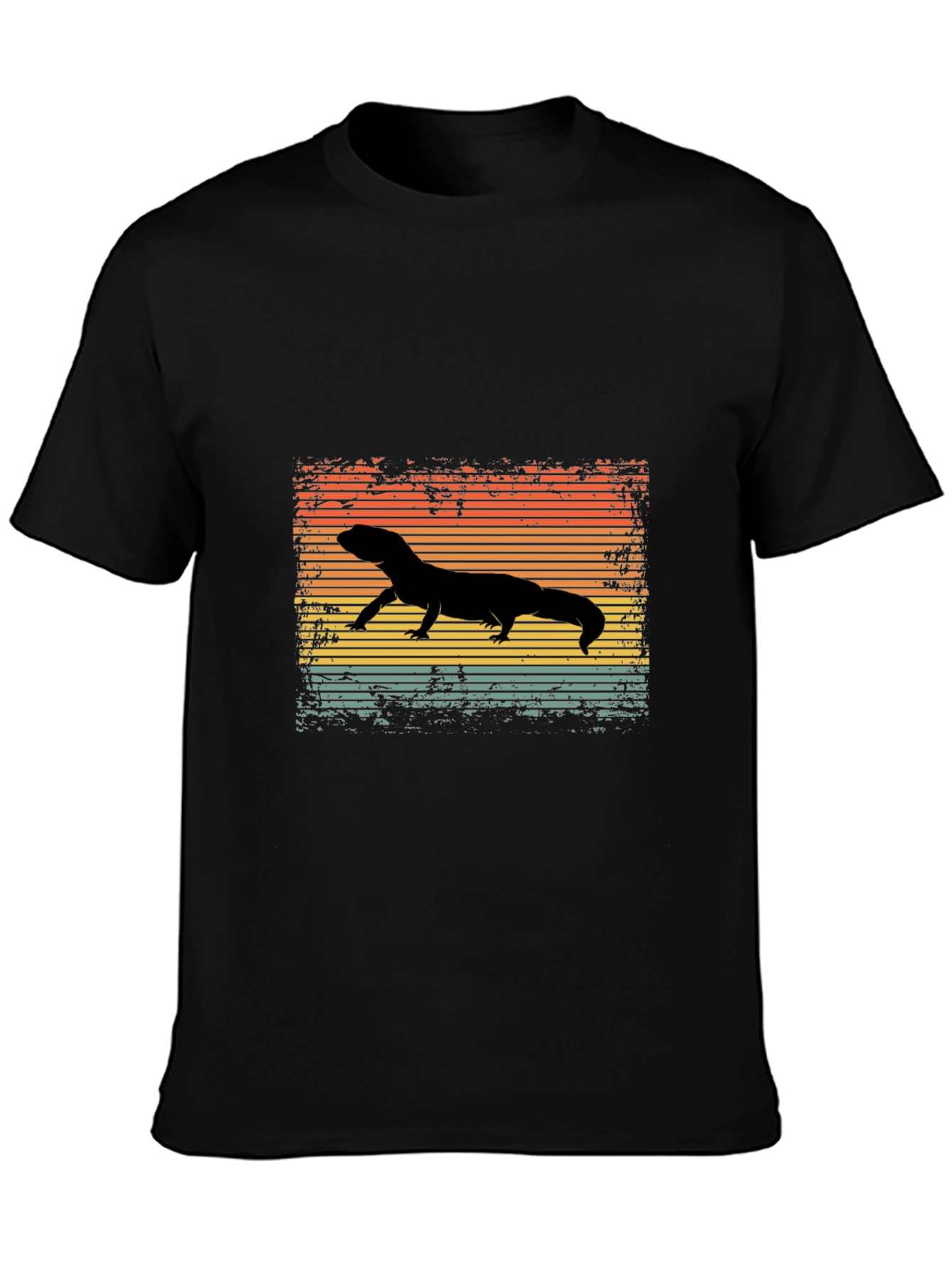 Camiseta Negra con Diseño Retro de Salamandra
