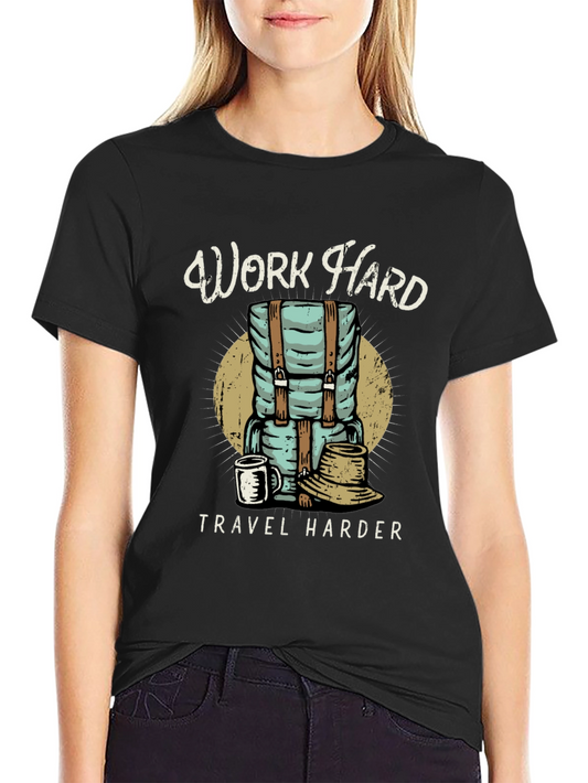 Camiseta Negra Work Hard Travel Harder