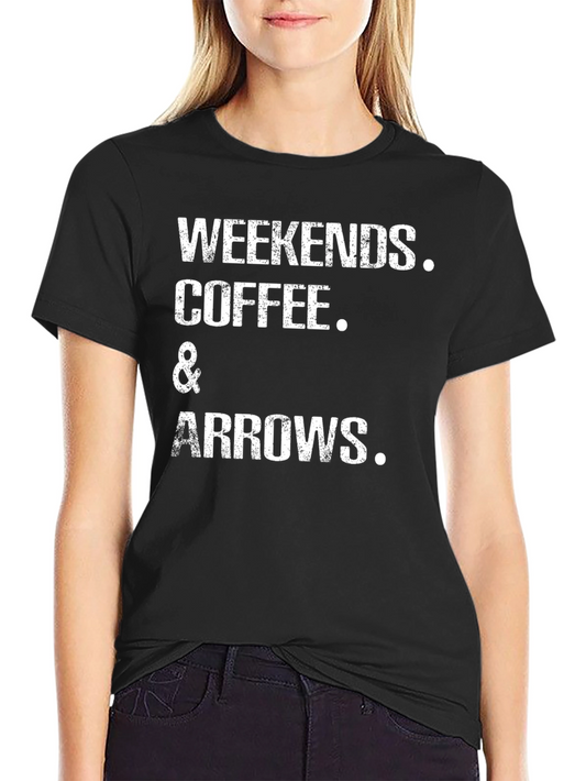 Camiseta Negra: Weekends Coffee & Arrows