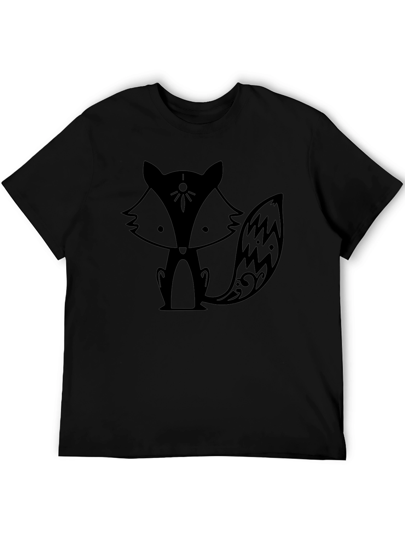 Camiseta Negra con Diseño de Zorro Estilizado