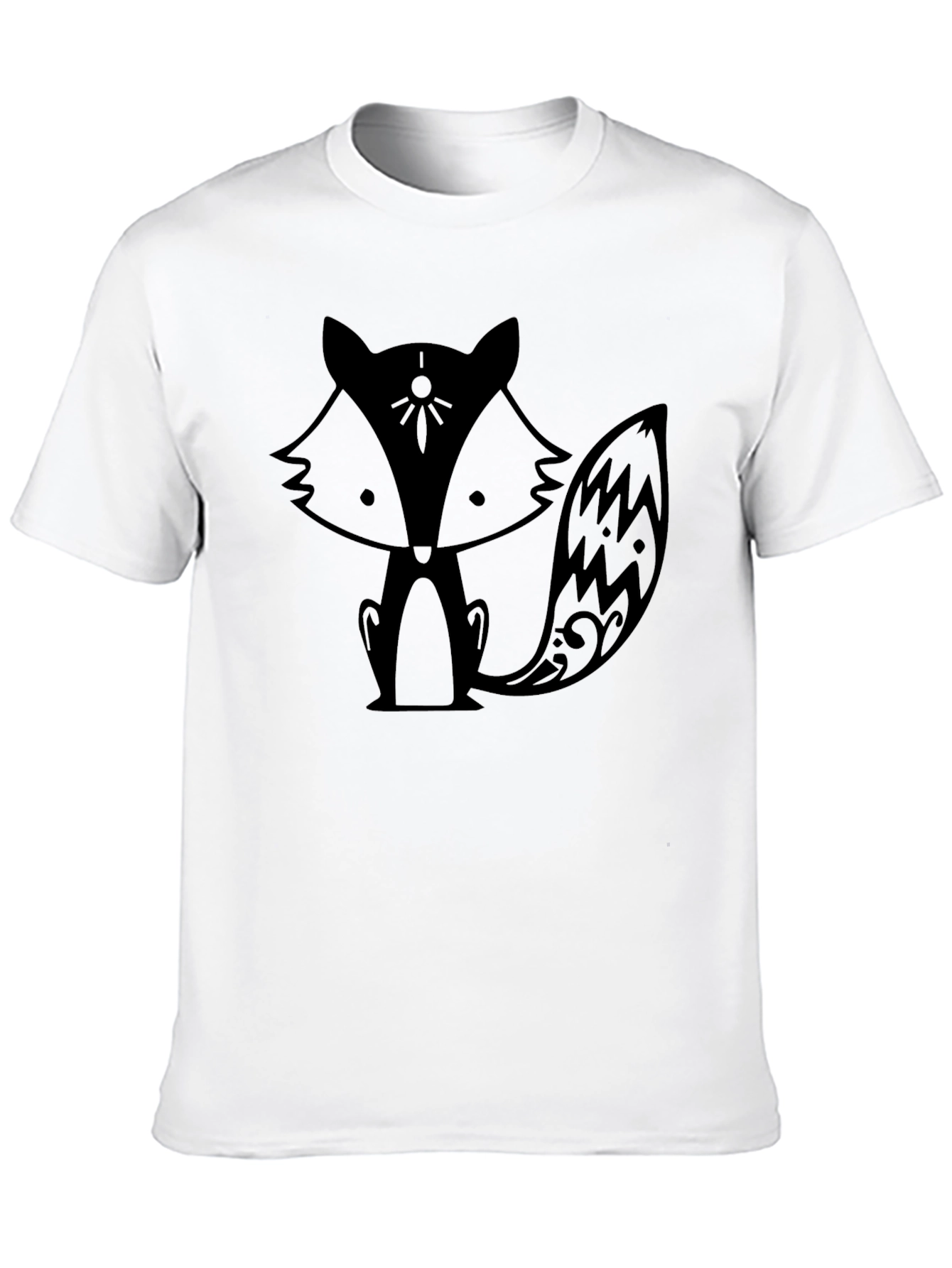 Camiseta Negra con Diseño de Zorro Estilizado