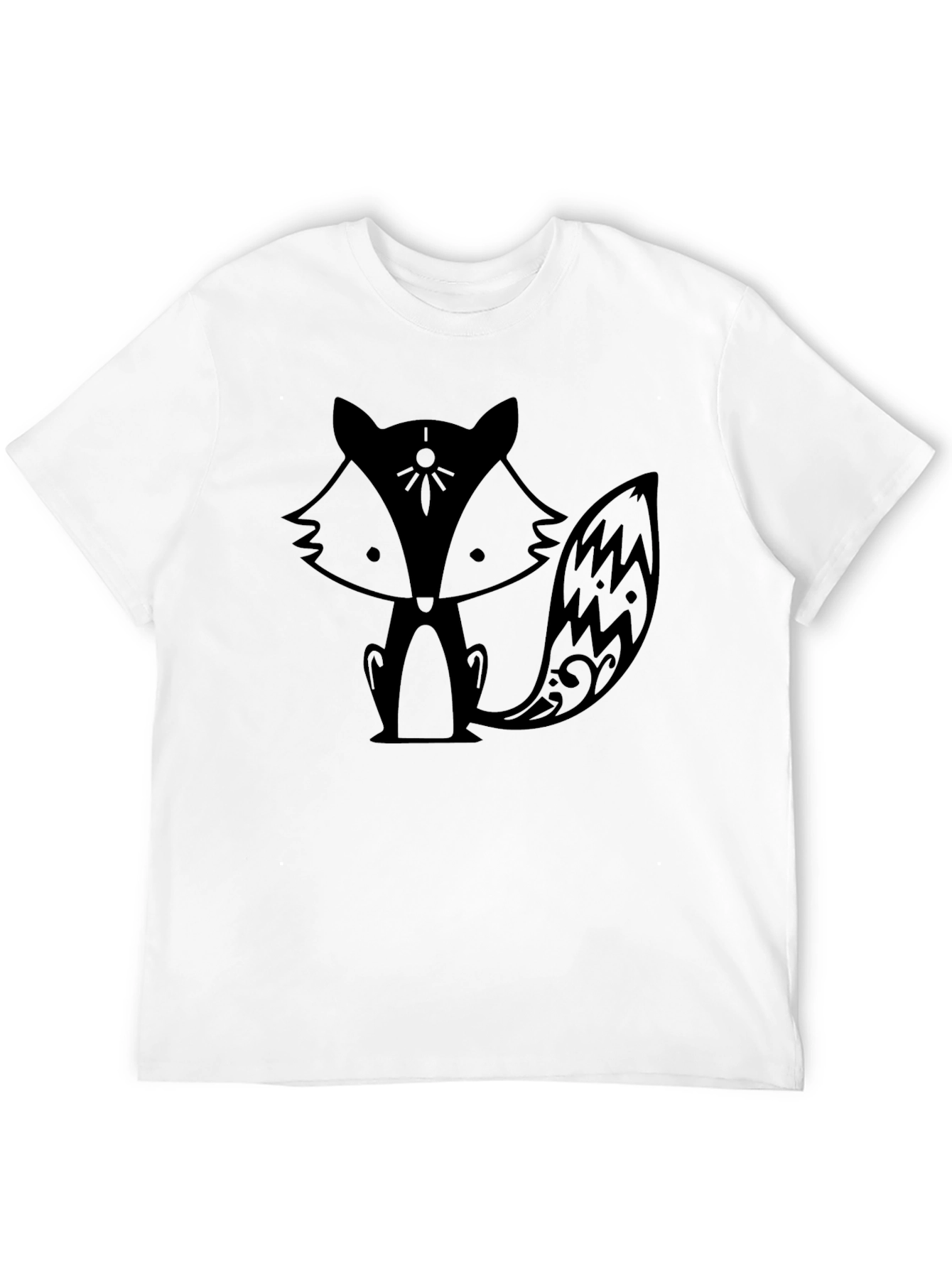 Camiseta Negra con Diseño de Zorro Estilizado