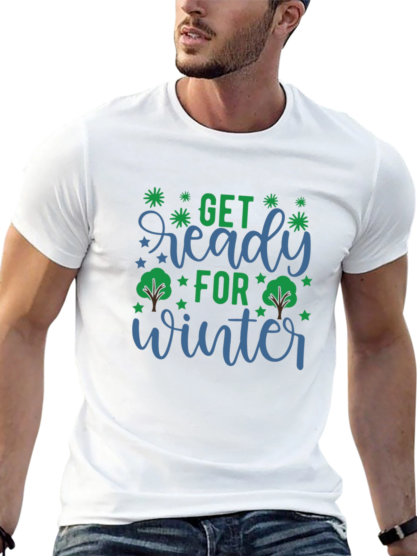 Camiseta Negra con Diseño Invierno