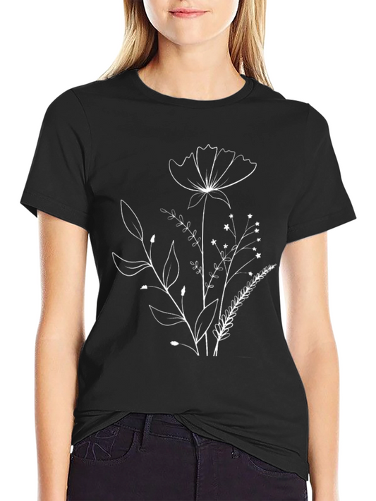 Camiseta Negra Floral Minimalista