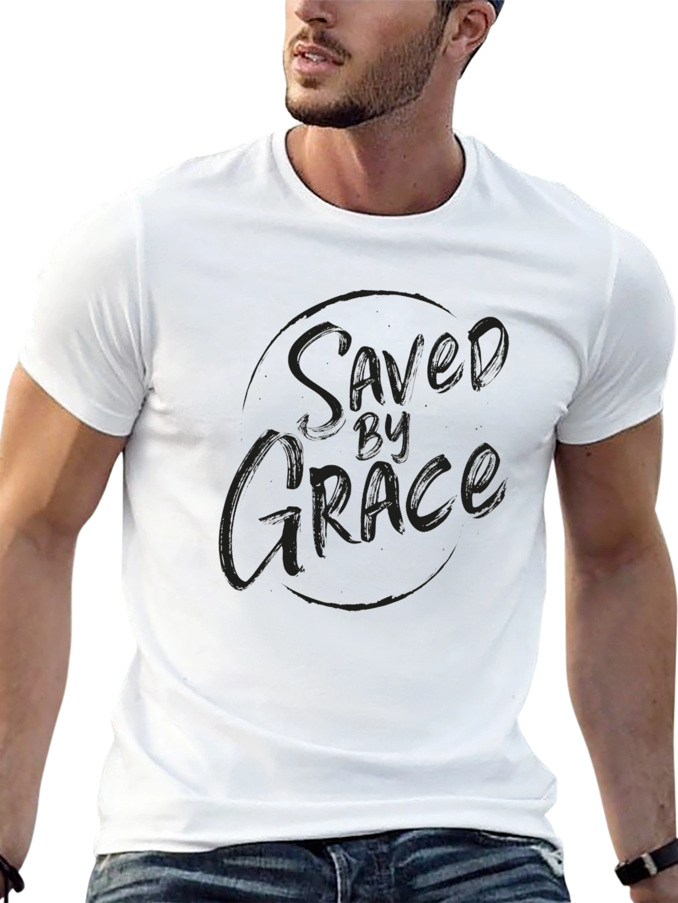 Camiseta Negra Saved by Grace para Hombre