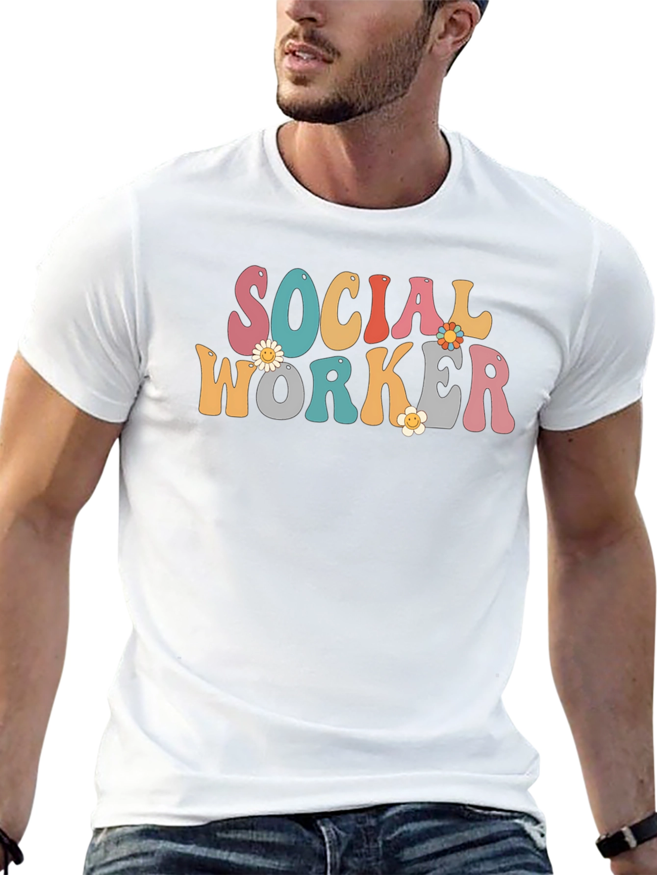 Camiseta Retro Trabajador Social con Flores