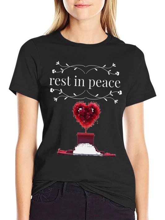 Camiseta Negra Rest in Peace Floral Corazón