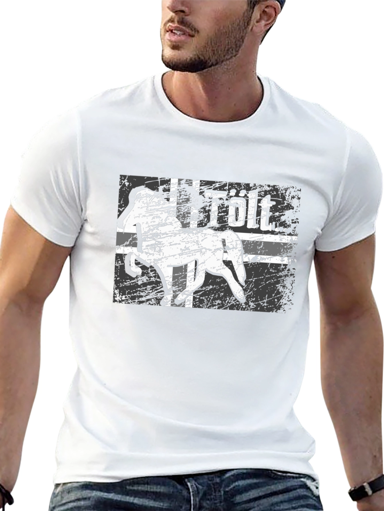 Camiseta Negra con Diseño de Caballo Tölt