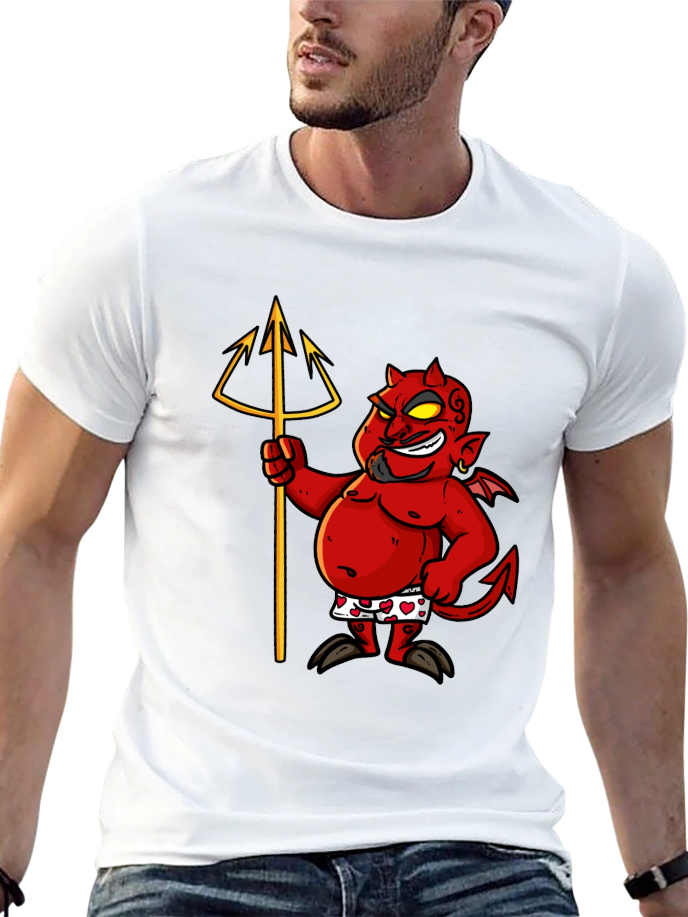 Camiseta Negra con Diseño de Diablo Divertido