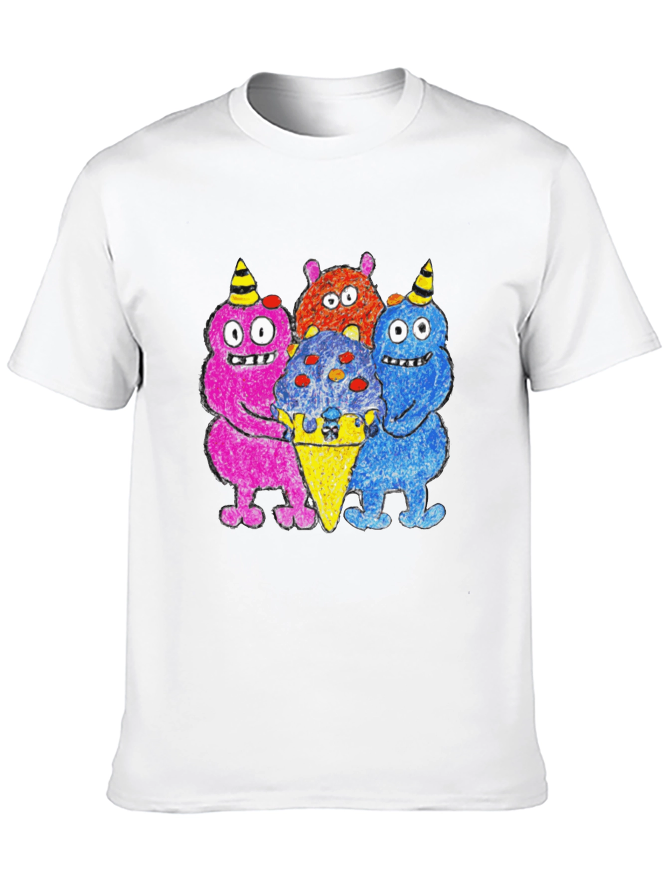 Camiseta Negra con Monstruos Amantes del Helado