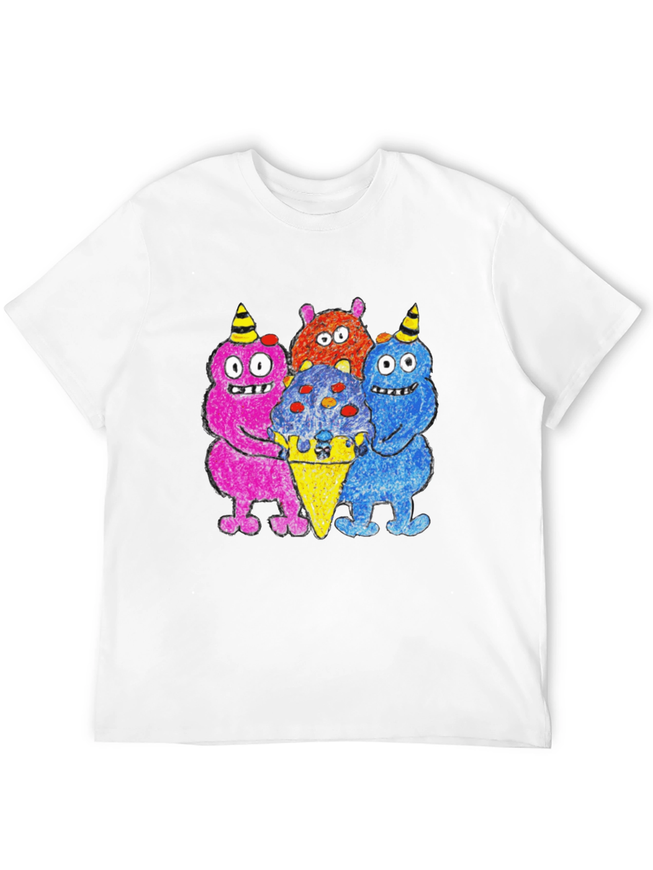 Camiseta Negra con Monstruos Amantes del Helado