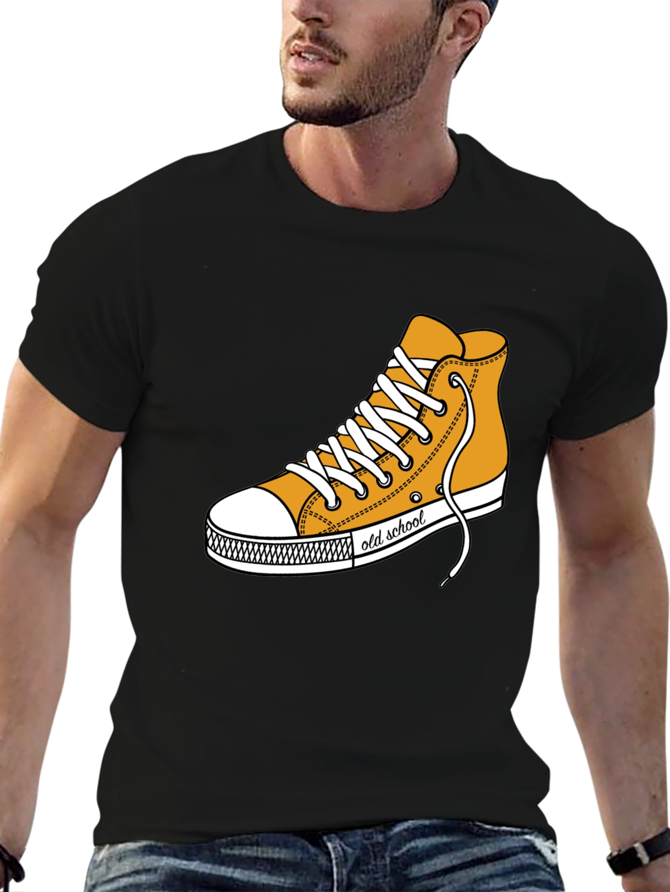 Camiseta Negra con Diseño de Tenis Old School