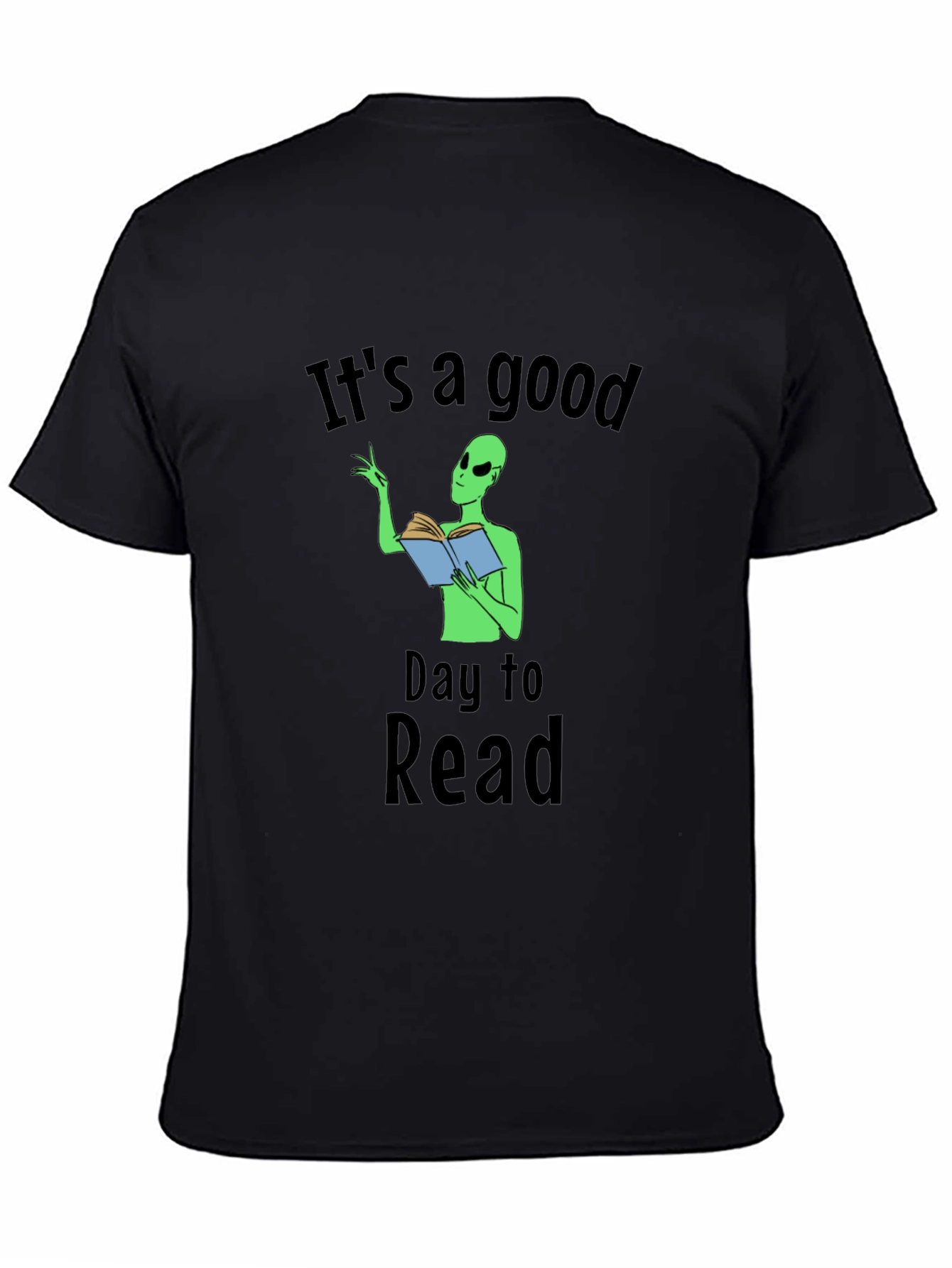 Camiseta Negra Día para Leer con Alien Lector