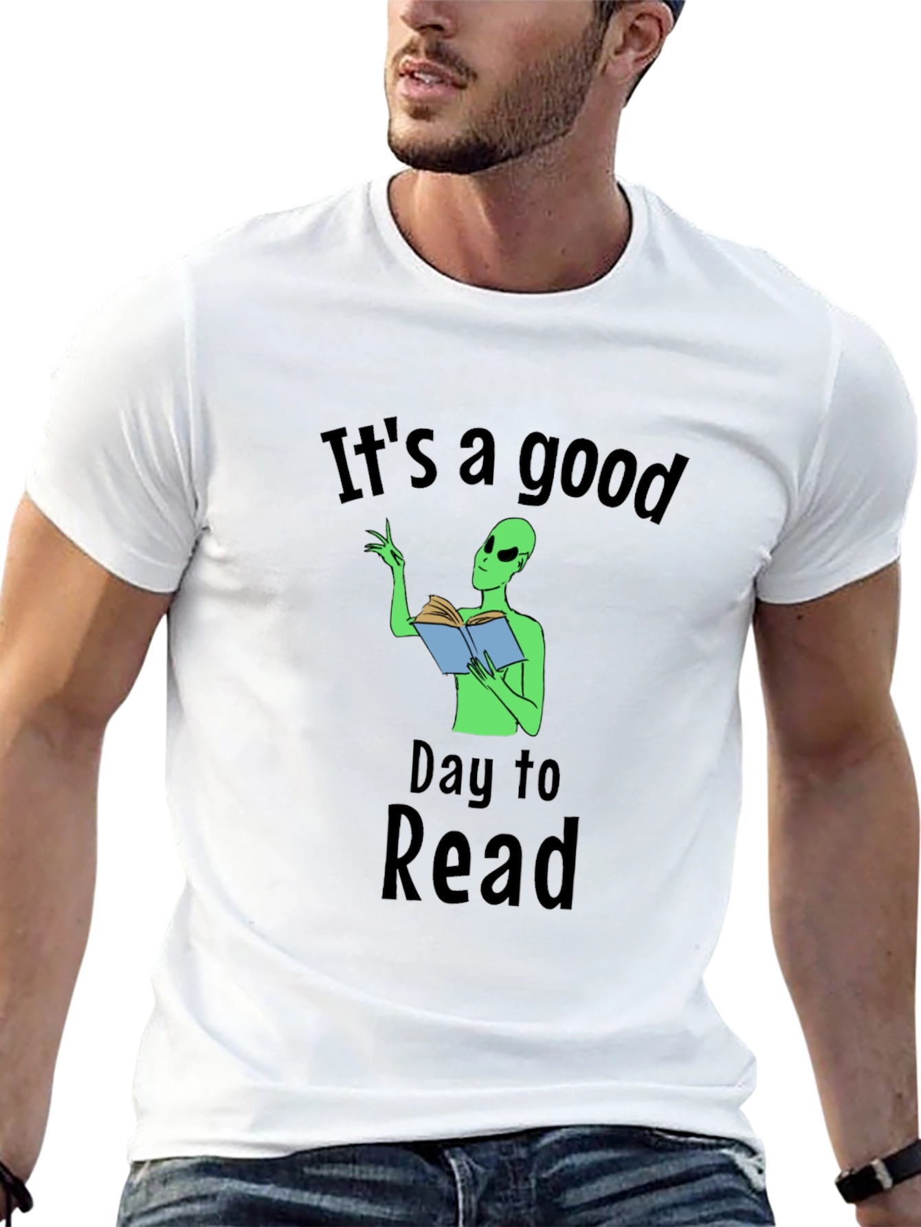 Camiseta Negra Día para Leer con Alien Lector