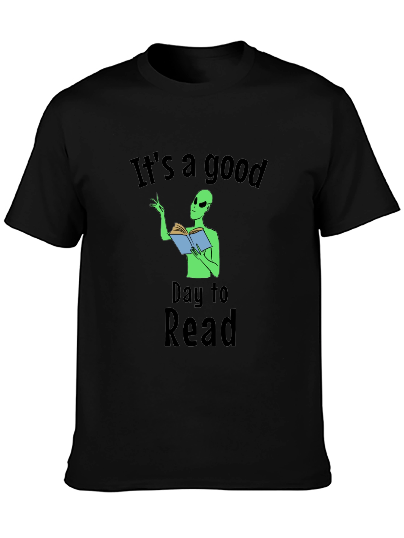 Camiseta Negra Día para Leer con Alien Lector