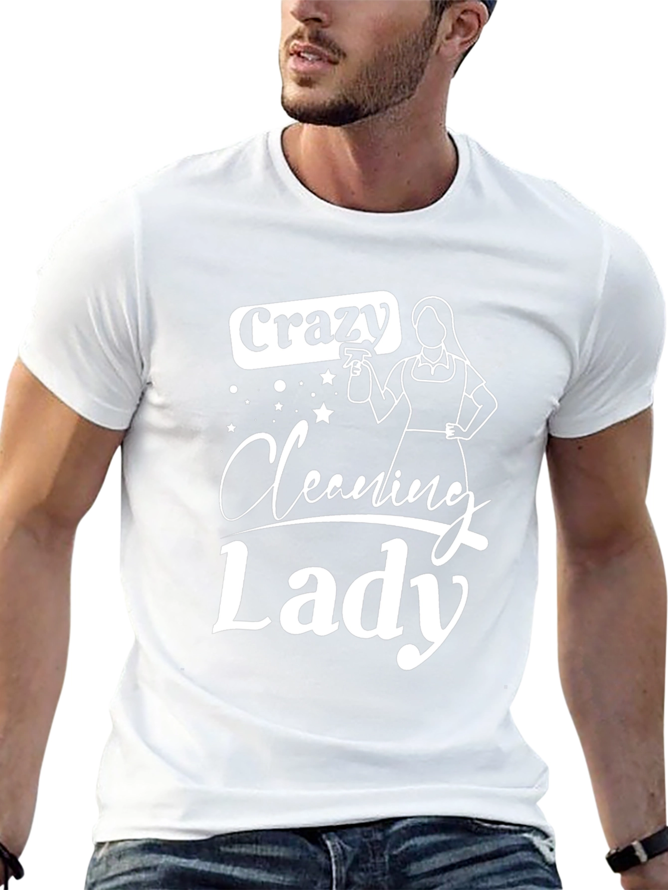 Camiseta Negra Crazy Cleaning Lady