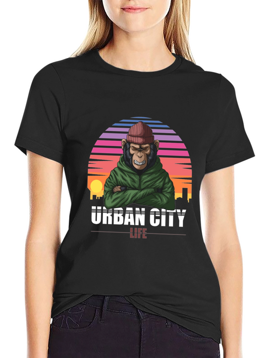 Camiseta Urbana con Estampado de Mono