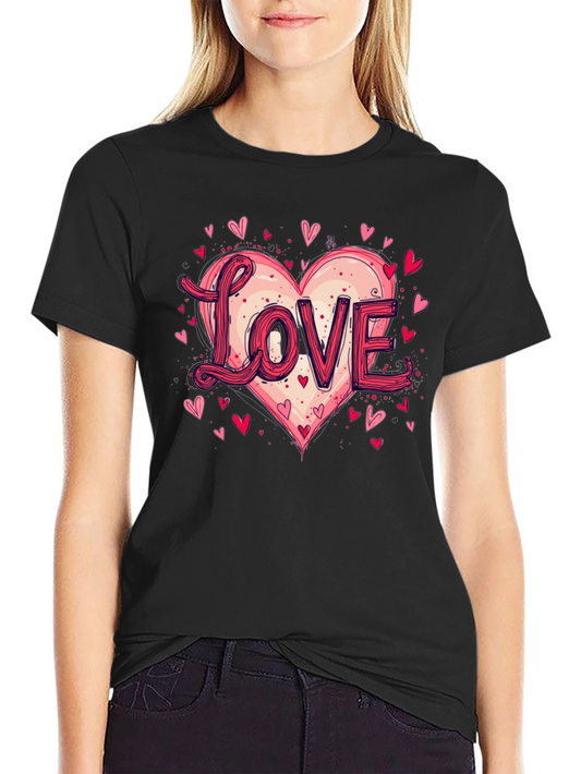 Camiseta Negra Love Corazón San Valentín
