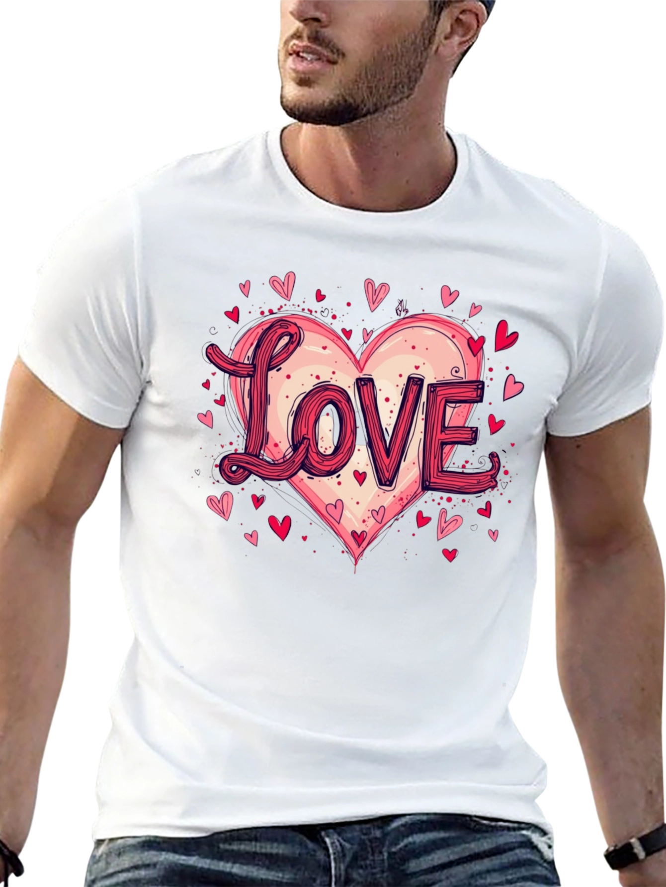 Camiseta Negra Love Corazón San Valentín