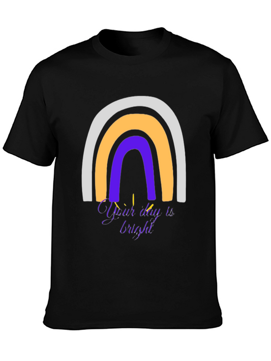 Camiseta Negra Arcoíris con Mensaje Inspirador