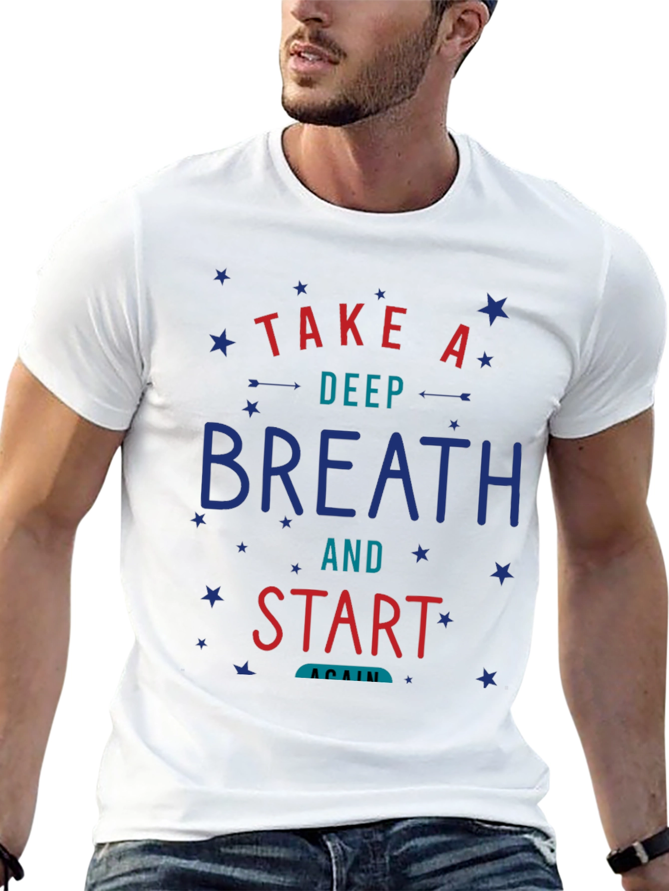 Camiseta Negra con Diseño Motivacional Respira y Comienza