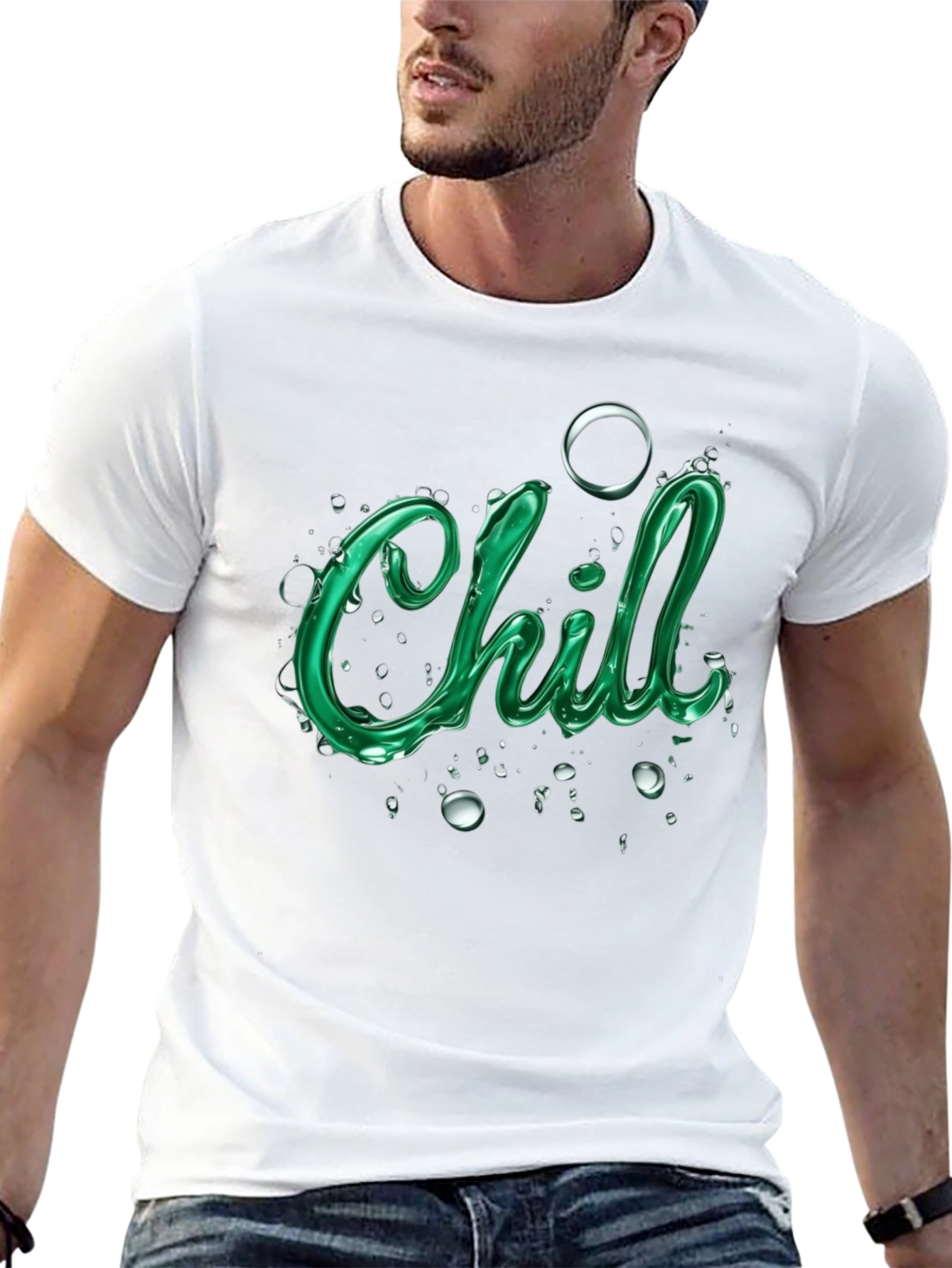Camiseta Negra con Diseño Chill Verde