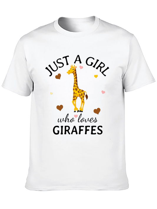 Camiseta Negra Just a Girl Who Loves Giraffes
