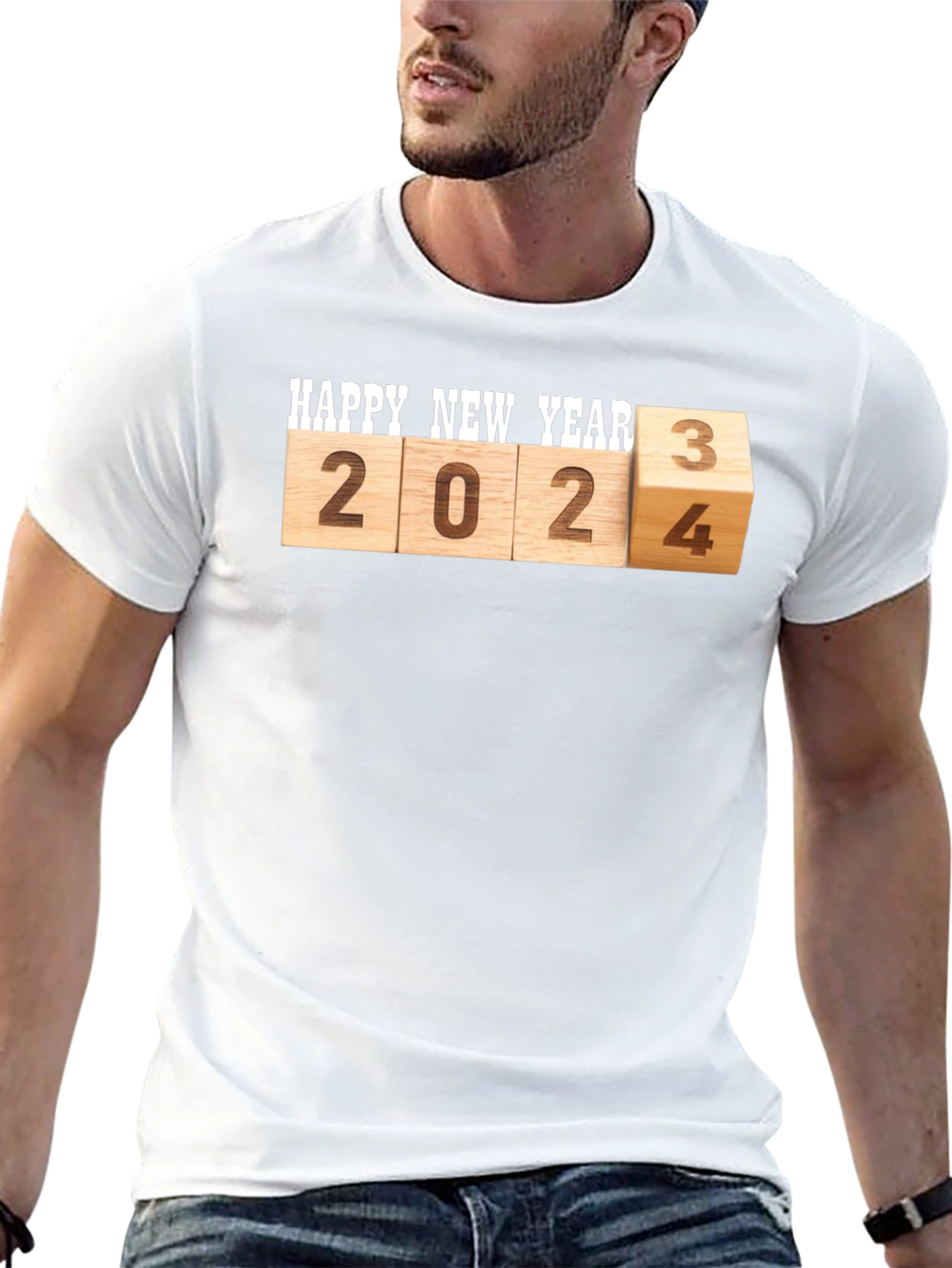 Camiseta Hombre Feliz Año Nuevo 2024/2023