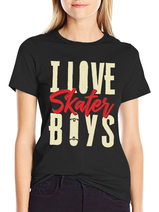 Camiseta Negra I Love Skater Boys para Hombre