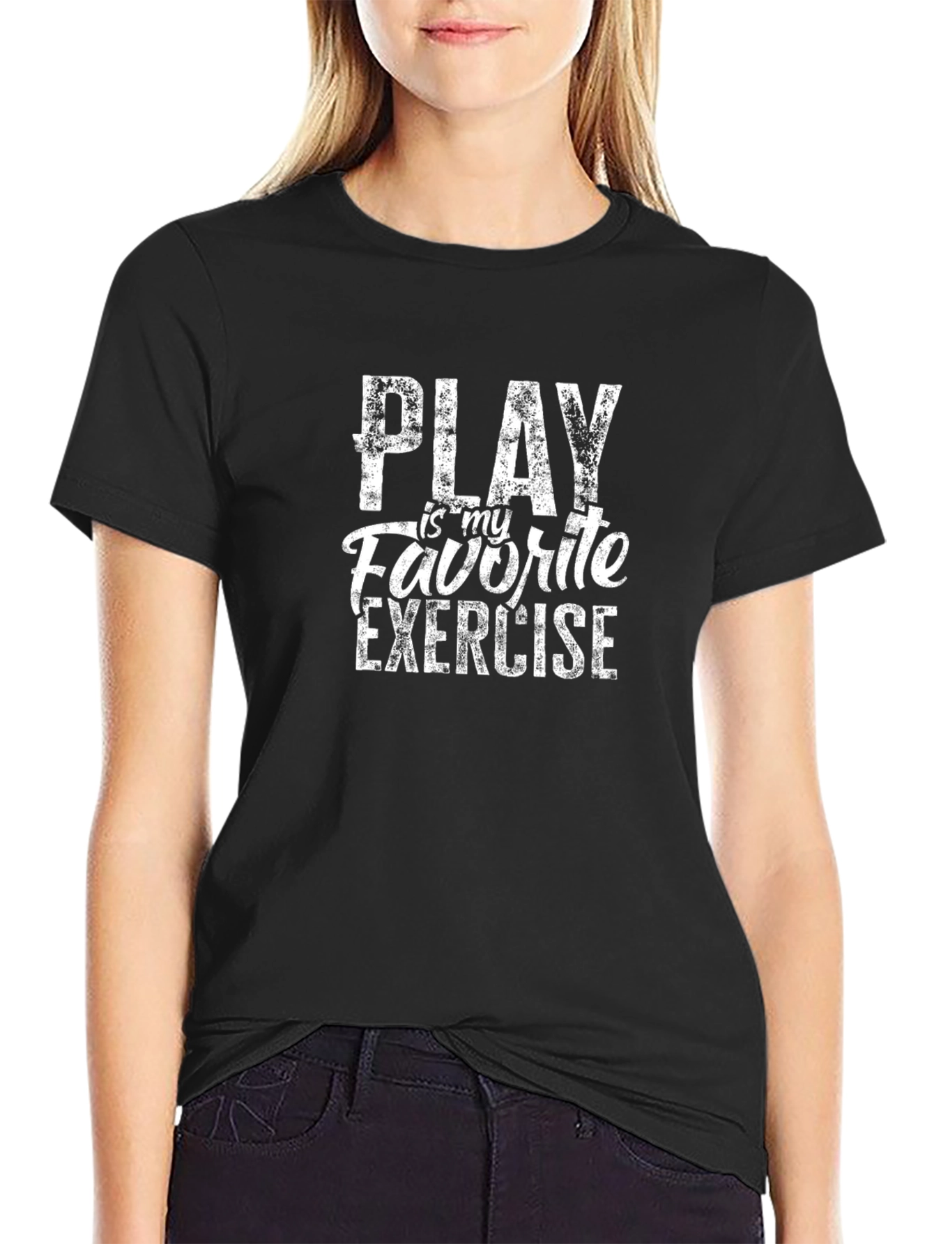 Camiseta Negra Play is My Favorite Exercise
