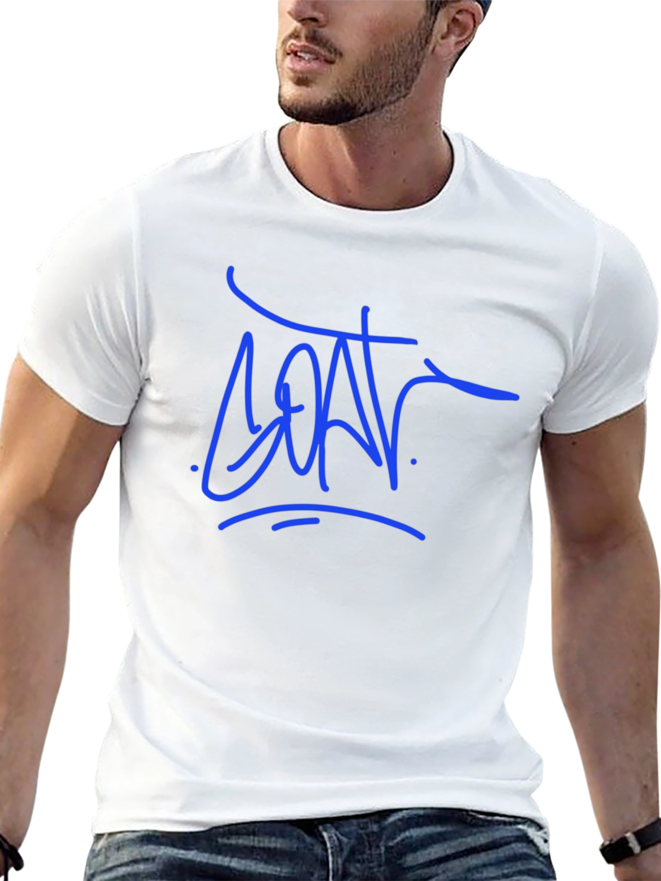 Camiseta Negra con Diseño Gráfico Azul