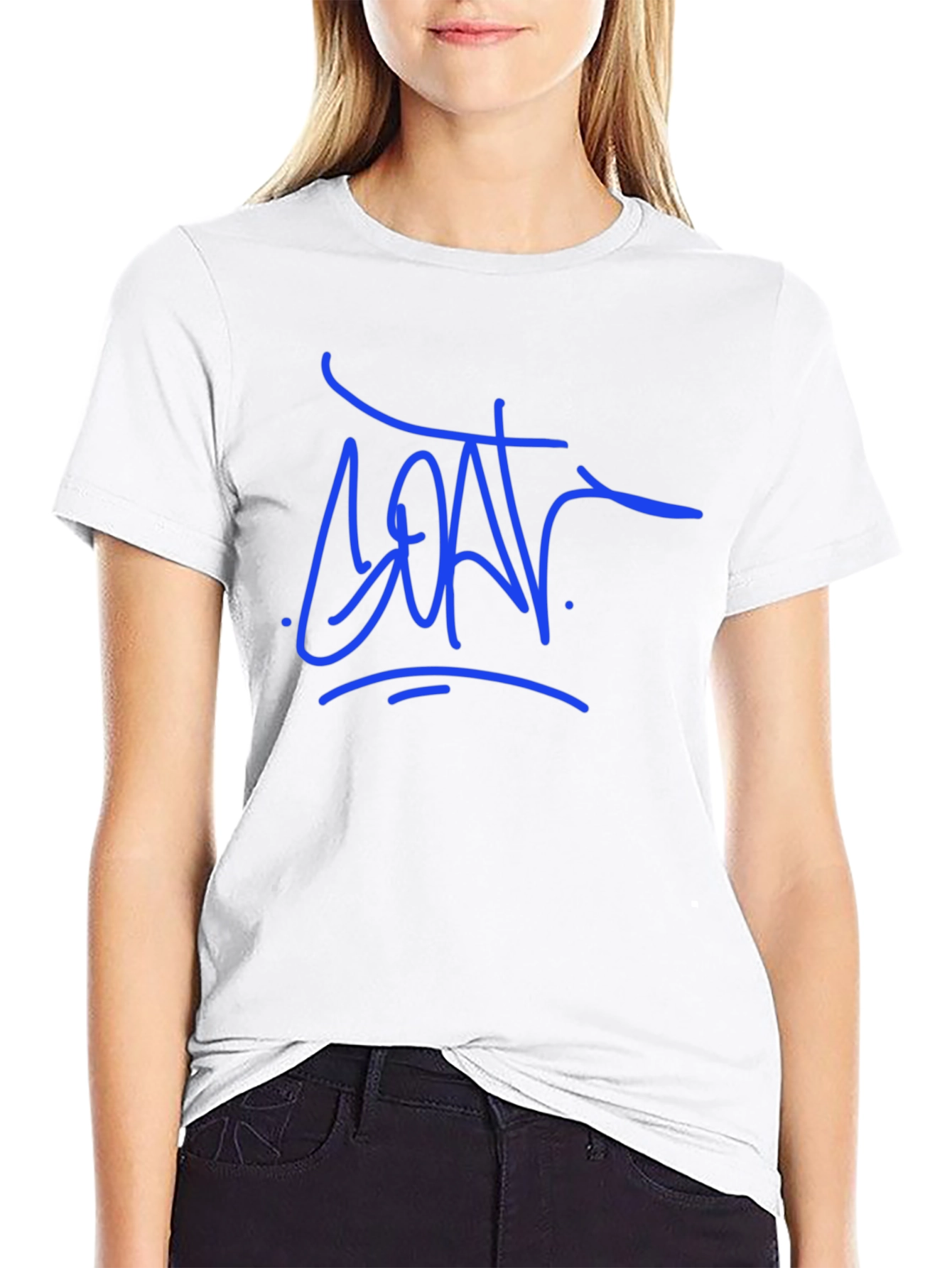 Camiseta Negra con Diseño Gráfico Azul