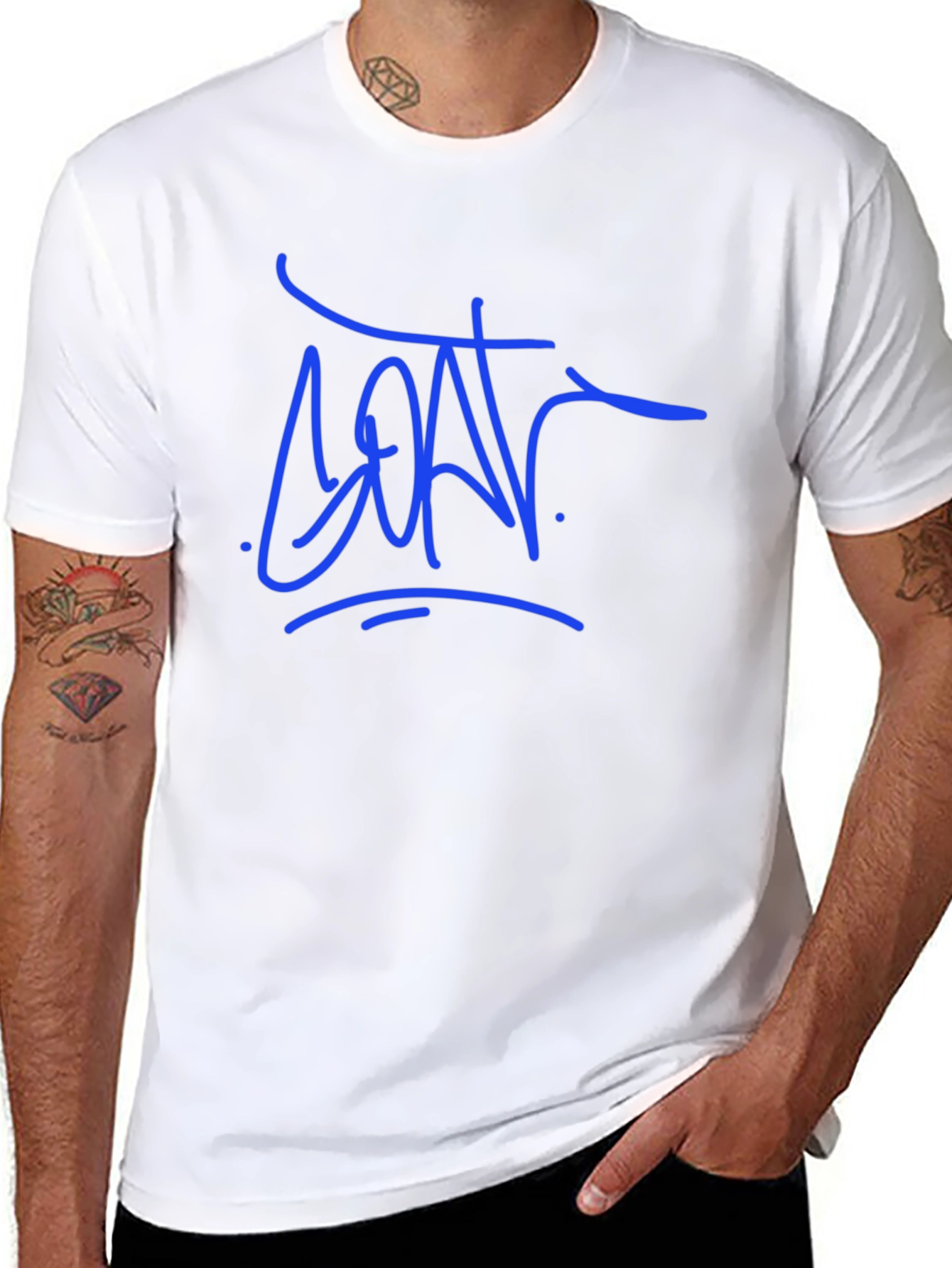 Camiseta Negra con Diseño Gráfico Azul