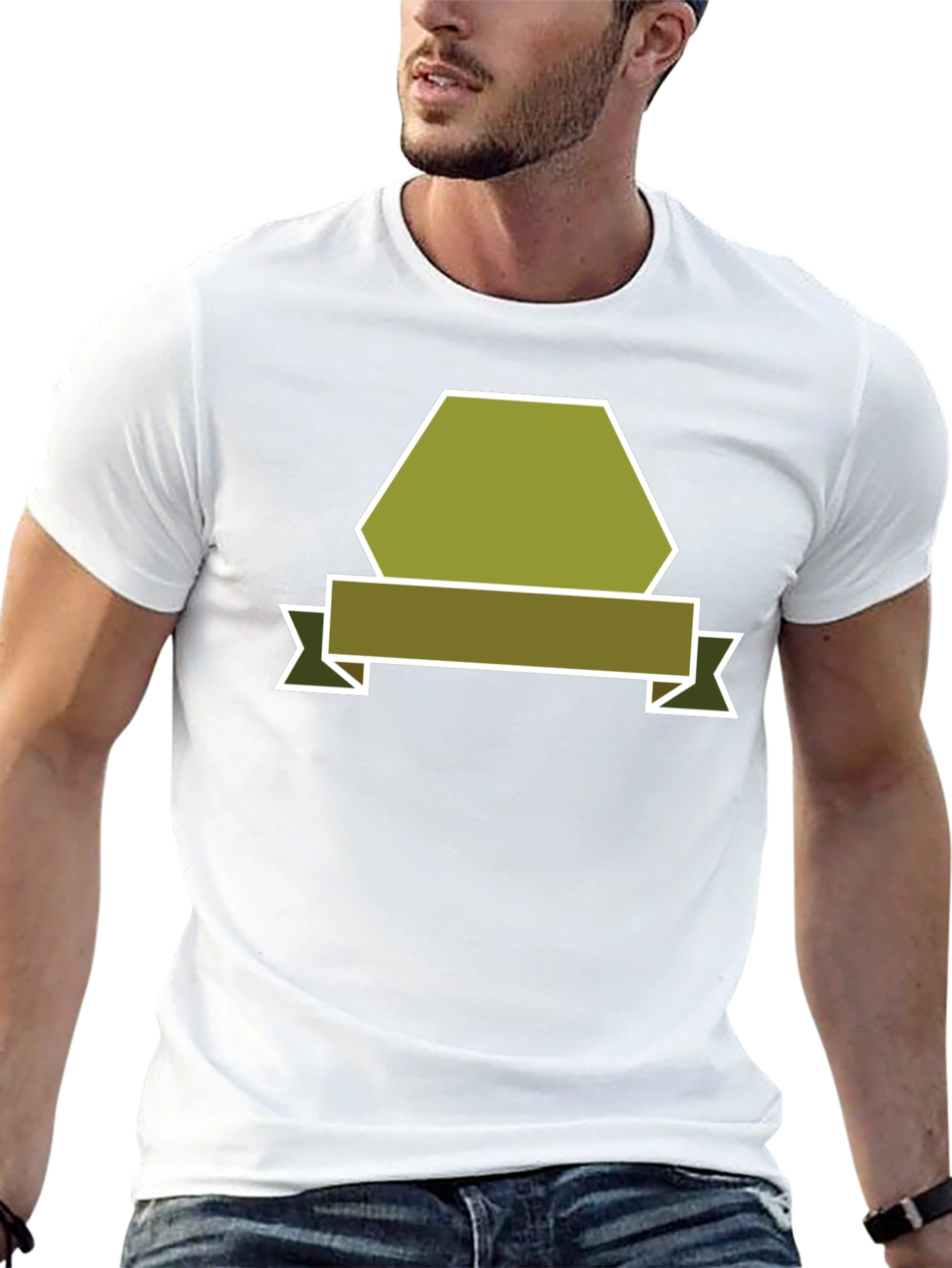 Camiseta Negra con Diseño Abstracto de Banner