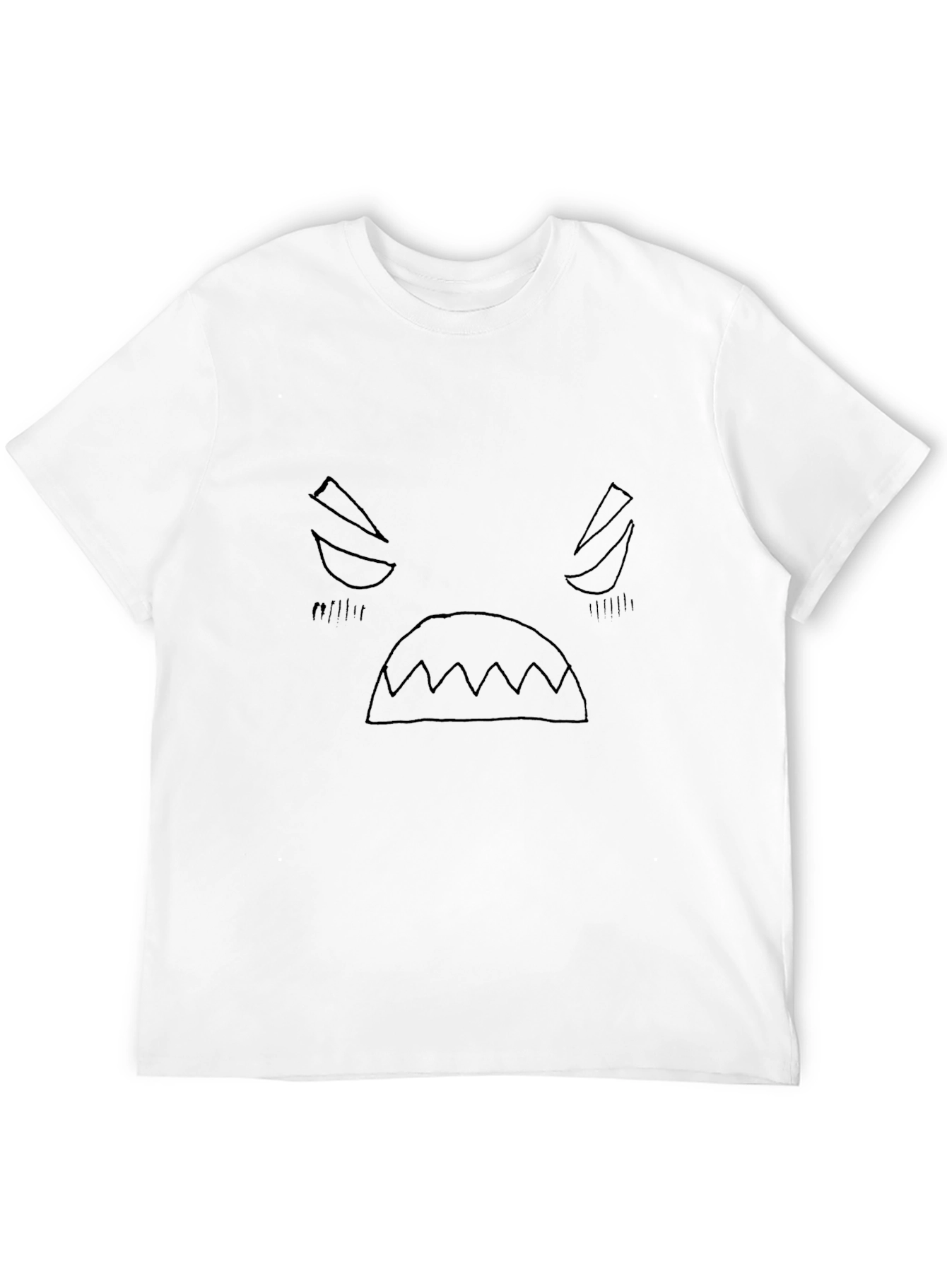 Camiseta Negra con Estampado de Cara enojada